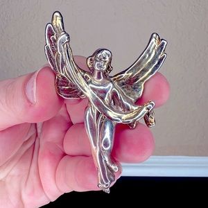 Vintage 2000 Holy Land Sterling Silver Angel Brooch, 925, Religious Art, Great
